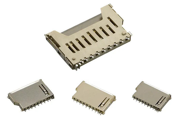 Breve tipo Shell di rame di spinta di spinta del connettore della scheda di memoria di deviazione standard del corpo 9Pin