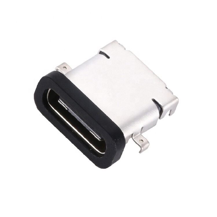 Connettore femmina USB 3.1 Type C a 24 pin impermeabile, montaggio orizzontale SMT DIP, piastra di affondamento, presa USB