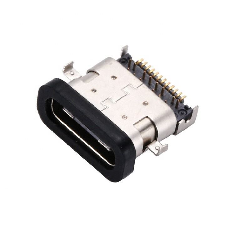 Connettore femmina USB 3.1 Type C a 24 pin impermeabile, montaggio orizzontale SMT DIP, piastra di affondamento, presa USB