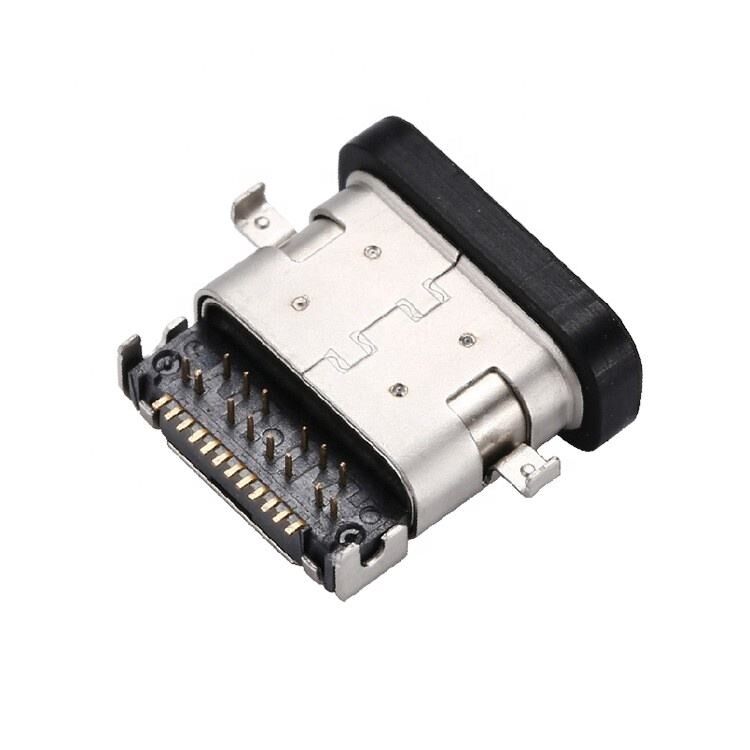 Connettore femmina USB 3.1 Type C a 24 pin impermeabile, montaggio orizzontale SMT DIP, piastra di affondamento, presa USB