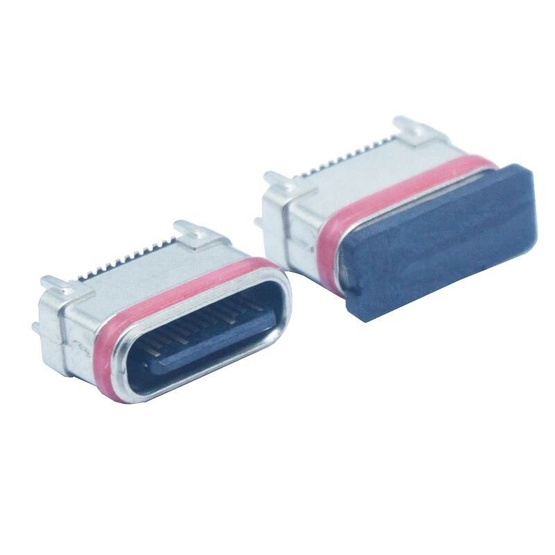 Acque resistenti SMD Verticale Metallurgia della polvere di zinco 24 pin Femminile connettore di tipo c USB Port di ricarica