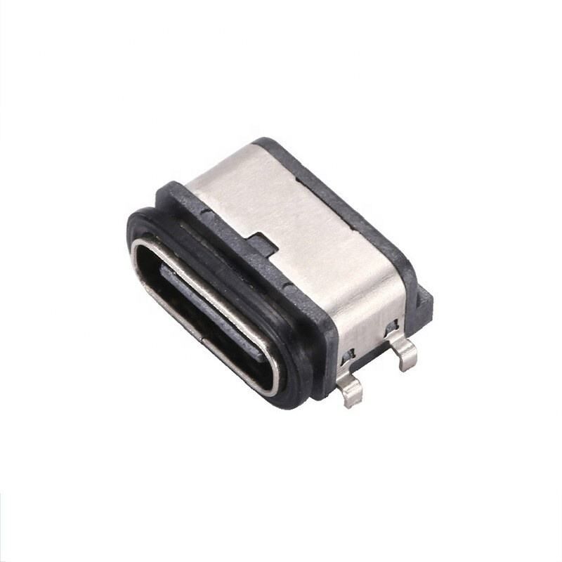 Connettore USB impermeabile IPX7 a 6 pin di tipo C femmina, montaggio SMT orizzontale, trasferimento dati