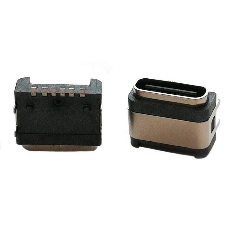 Connettore USB impermeabile IP67, 6 pin, montaggio superficiale orizzontale, connettore femmina USB Type C