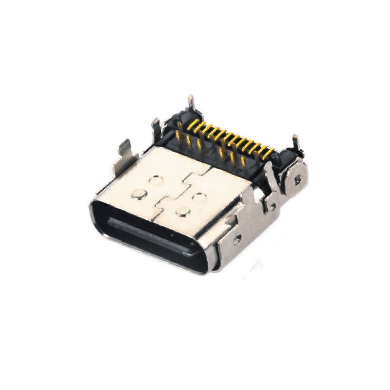 Connettore Presa Ibrida USB 3.1 Type C Femmina Angolato a 90° a 24 pin per Ricarica Telefono e Trasferimento Dati Veloce