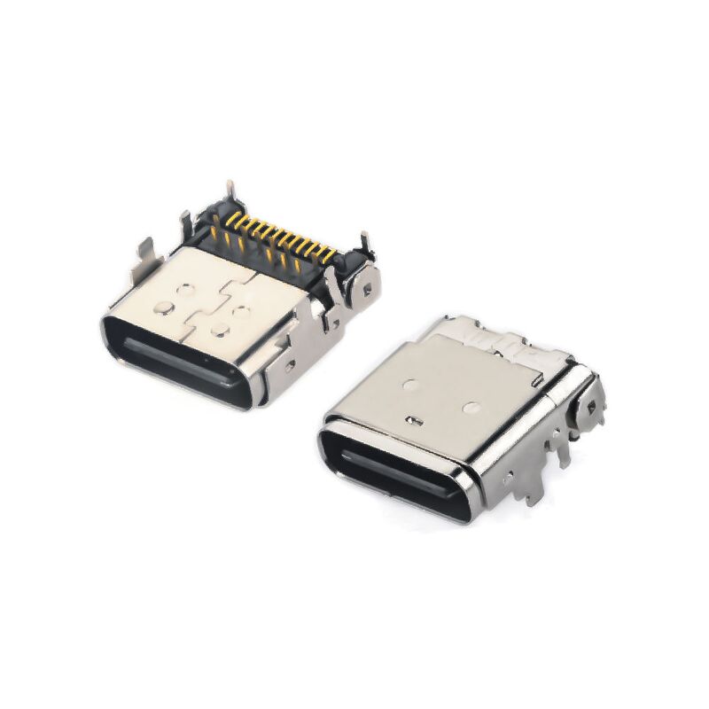 Connettore Presa Ibrida USB 3.1 Type C Femmina Angolato a 90° a 24 pin per Ricarica Telefono e Trasferimento Dati Veloce