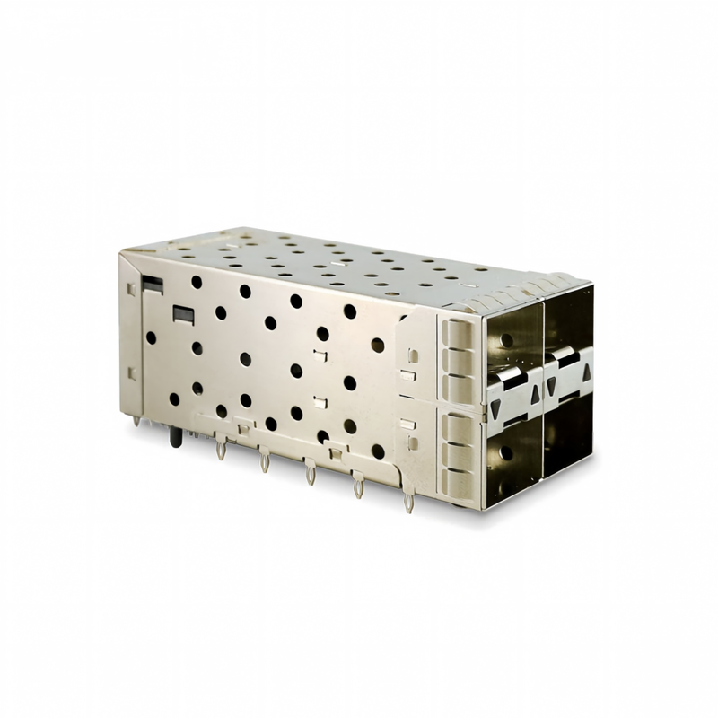 SFP+ 2x2 Press-Fit Connector 80pin Small Form-factor Pltuggable Plus Impilato 2-by-1 Multi-Port SFP+ Connector W/ Lightpipe Ports
