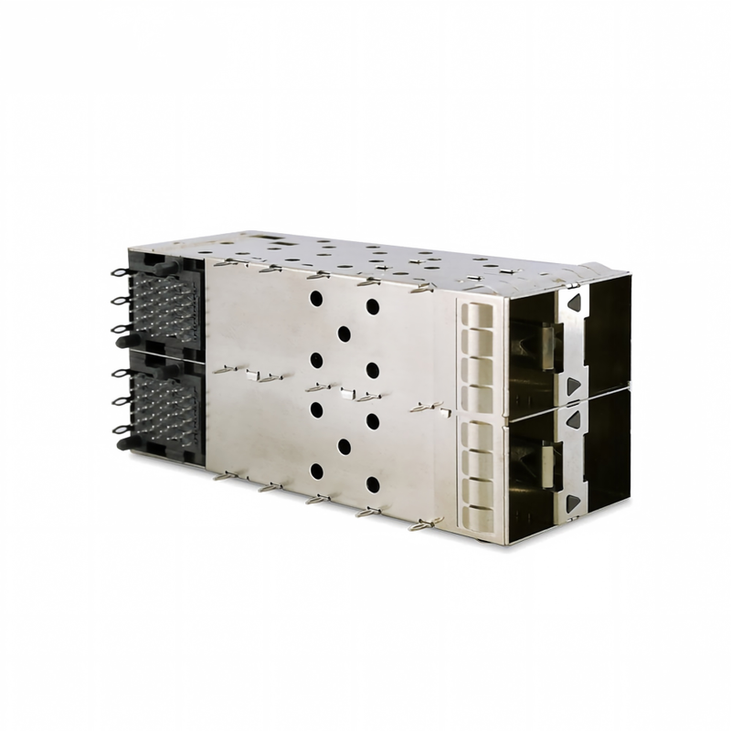 SFP+ 2x2 Press-Fit Connector 80pin Small Form-factor Pltuggable Plus Impilato 2-by-1 Multi-Port SFP+ Connector W/ Lightpipe Ports