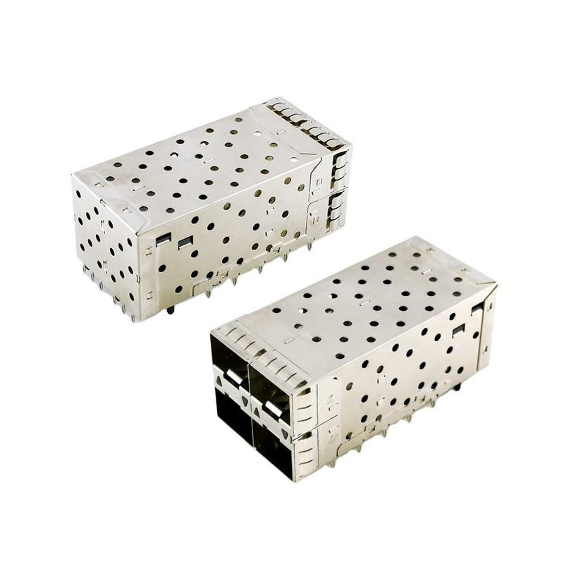SFP+ 2x2 Press-Fit Connector 80pin Small Form-factor Pltuggable Plus Impilato 2-by-1 Multi-Port SFP+ Connector W/ Lightpipe Ports