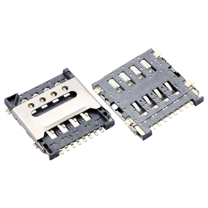 Presa per scheda Micro SIM a 8 pin H1.5 tipo flip connettore femmina guscio SUS lega di rame