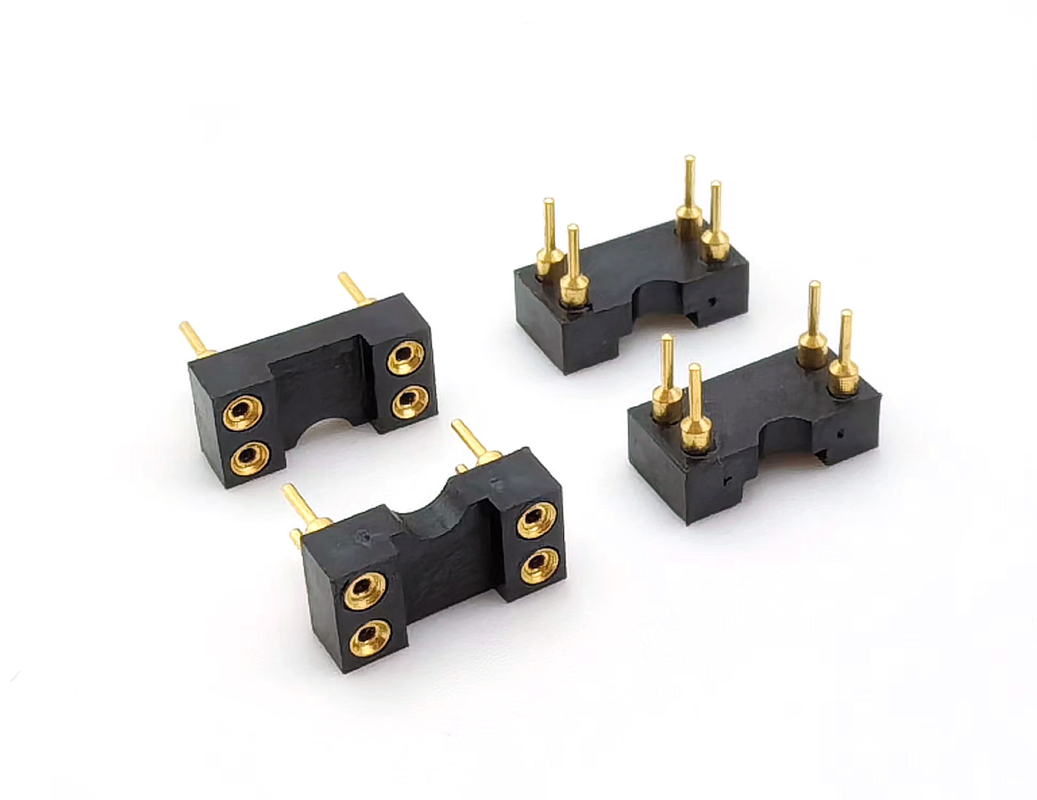 2.54mm Pitch IC Socket Female Header Straight H3.0mm 4P Hole All Gold 60V Rated PPS Shell