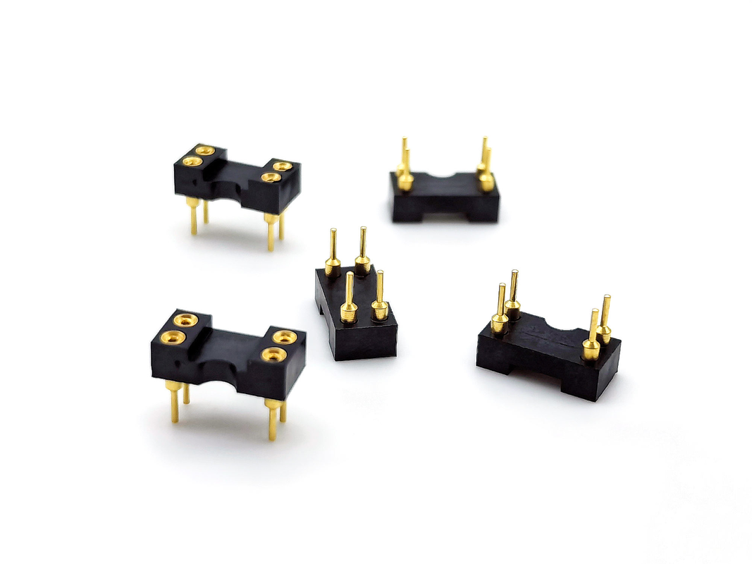 2.54mm Pitch IC Socket Female Header Straight H3.0mm 4P Hole All Gold 60V Rated PPS Shell