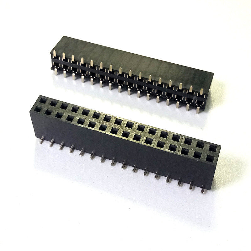 Connettore femmina header in PA6T UL94V-0 con passo da 2.54mm e contatti in ottone placcato oro