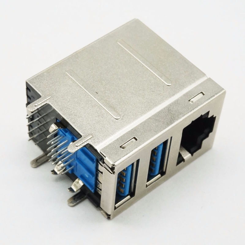 PBT USB combinato 3,0 un connettore da 180 gradi RJ45 per LAN Ethernet Network