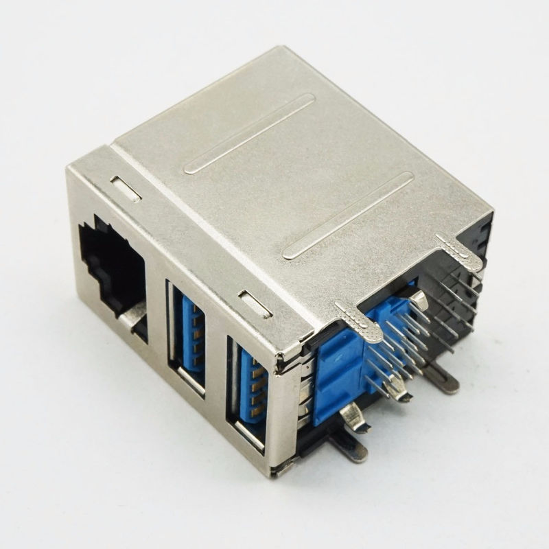 PBT USB combinato 3,0 un connettore da 180 gradi RJ45 per LAN Ethernet Network