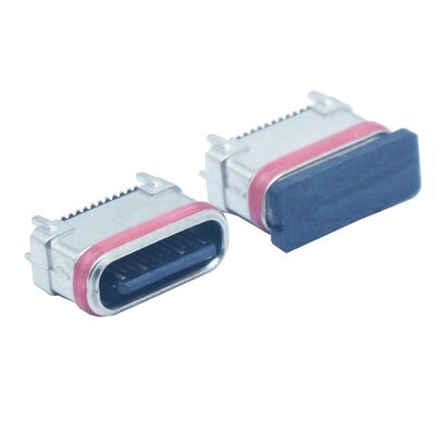 Acque resistenti SMD Verticale Metallurgia della polvere di zinco 24 pin Femminile connettore di tipo c USB Port di ricarica