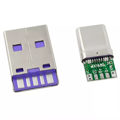 Spina USB Tipo C Connettore maschio Porta di ricarica Velocità di trasmissione rapida 5A